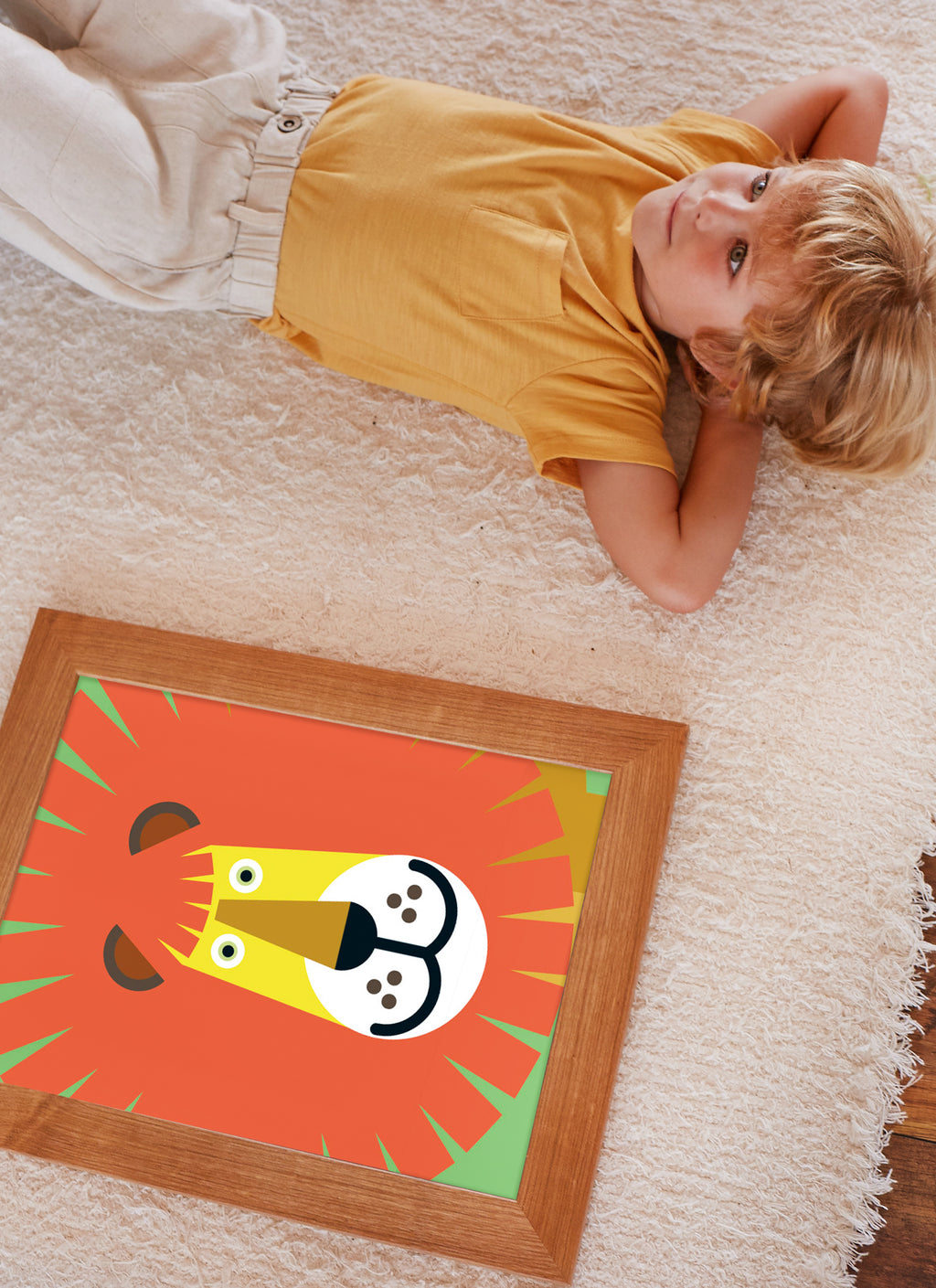 lion face illustration print for kids