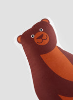 detail of brown bear organic cotton cushion for the kids room