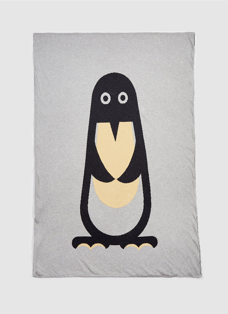 Penguin organic cotton blanket for kids made in Spain